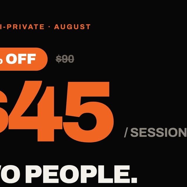 Logic Performance August semi-private training offer showing $45 per session